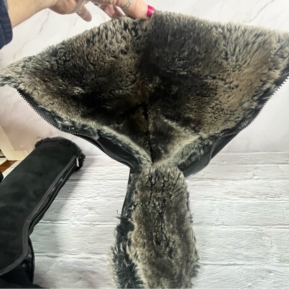 Aquatalia Black Suede Tall Weatherproof Winter Boots Fur lined - Picture 12 of 15